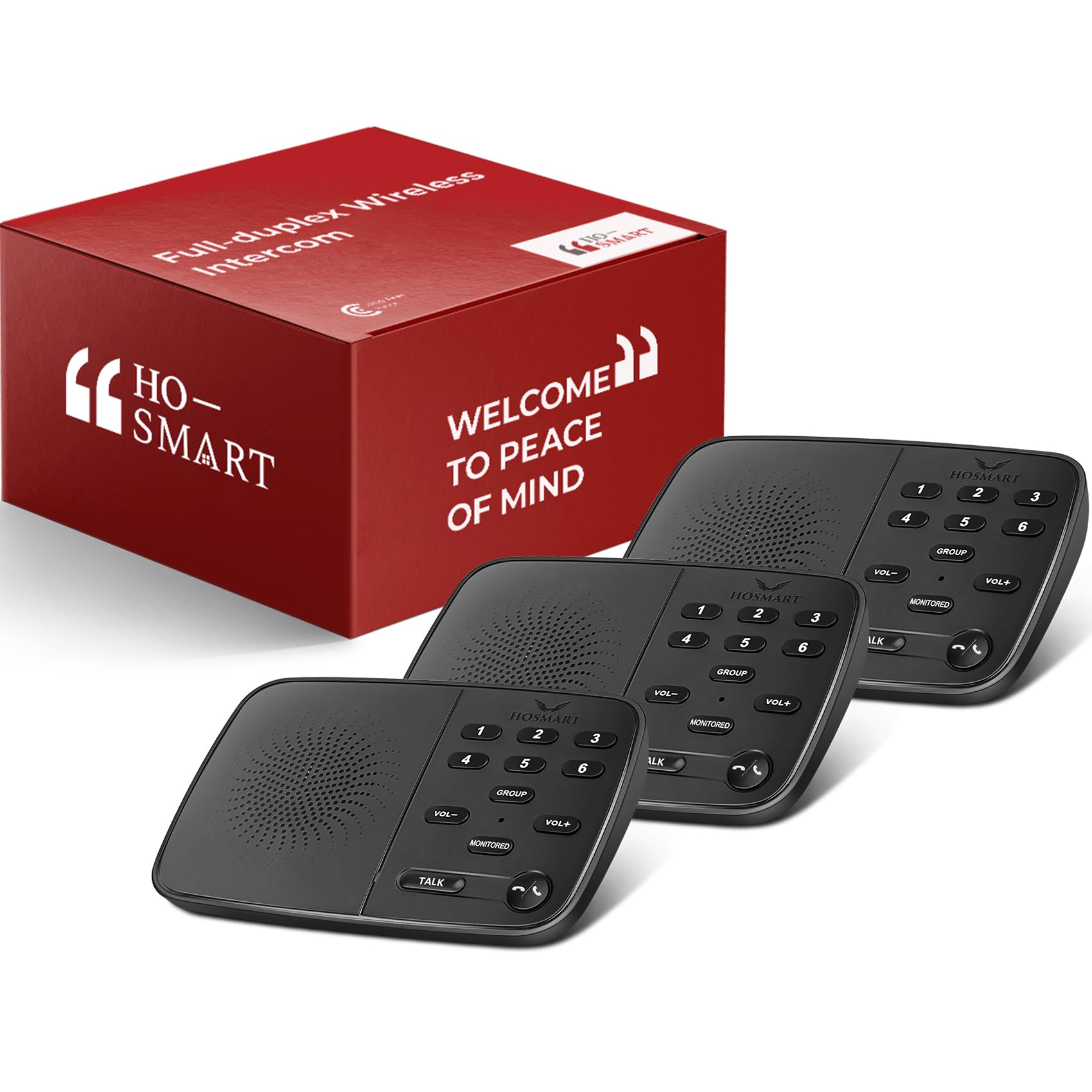 Photo 1 of Hosmart Intercoms Wireless for Home UltraSpeak Pro, 2024 Full Duplex Wireless Intercom System for Business, Room to Room Intercom Two Way Real-time Intercom with 1200 Feet Range (3 Packs)