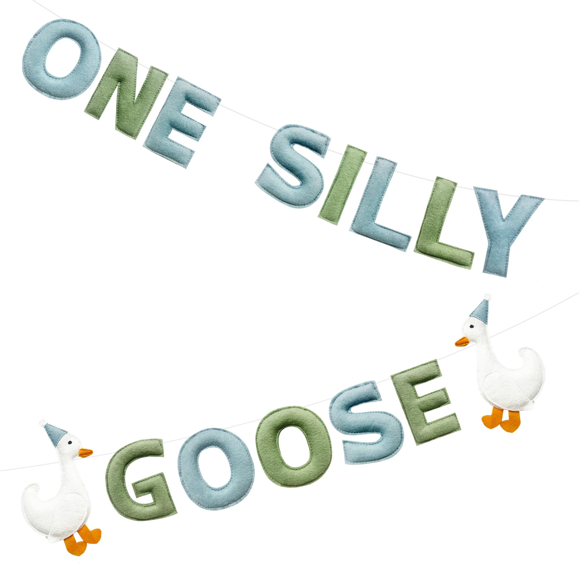 Photo 1 of One Silly Goose Birthday Decorations Sage Green Dusty Blue Felt Handmade Pre-Strung 3d Goose 1st Bday Banner for Baby First Birthday Party Decorations Nursery Home Wall Fireplace Decorlpnpmfh2666368
