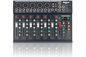 Micfuns M7 5V supply Unpowered Recording Mixers with 99DSP MP3 USB DJ Bluetooth Audio Mixer Console 48V Power, 7-Channel Bands Mixing Boards For Studio Recording