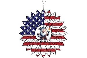 VAWCORNIC Gnome 4th of July Wind Spinner Hanging Garden Decor Independence Day Yard Garden Metal Spinner Memorial Day Wind Sculptures for Indoor Outdoor Spinning Lawn Ornaments Patriotic Art Kinetic Sculpture
