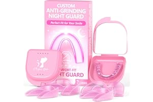 NATRLTEETH 4 Pack Pink Night Guards for Teeth Grinding and Clenching, Women Teeth Grinding Mouth Guard for Sleep with 2 Mirror Cases, Moldable Mouthguard for Women, Adults, Bruxism Relief