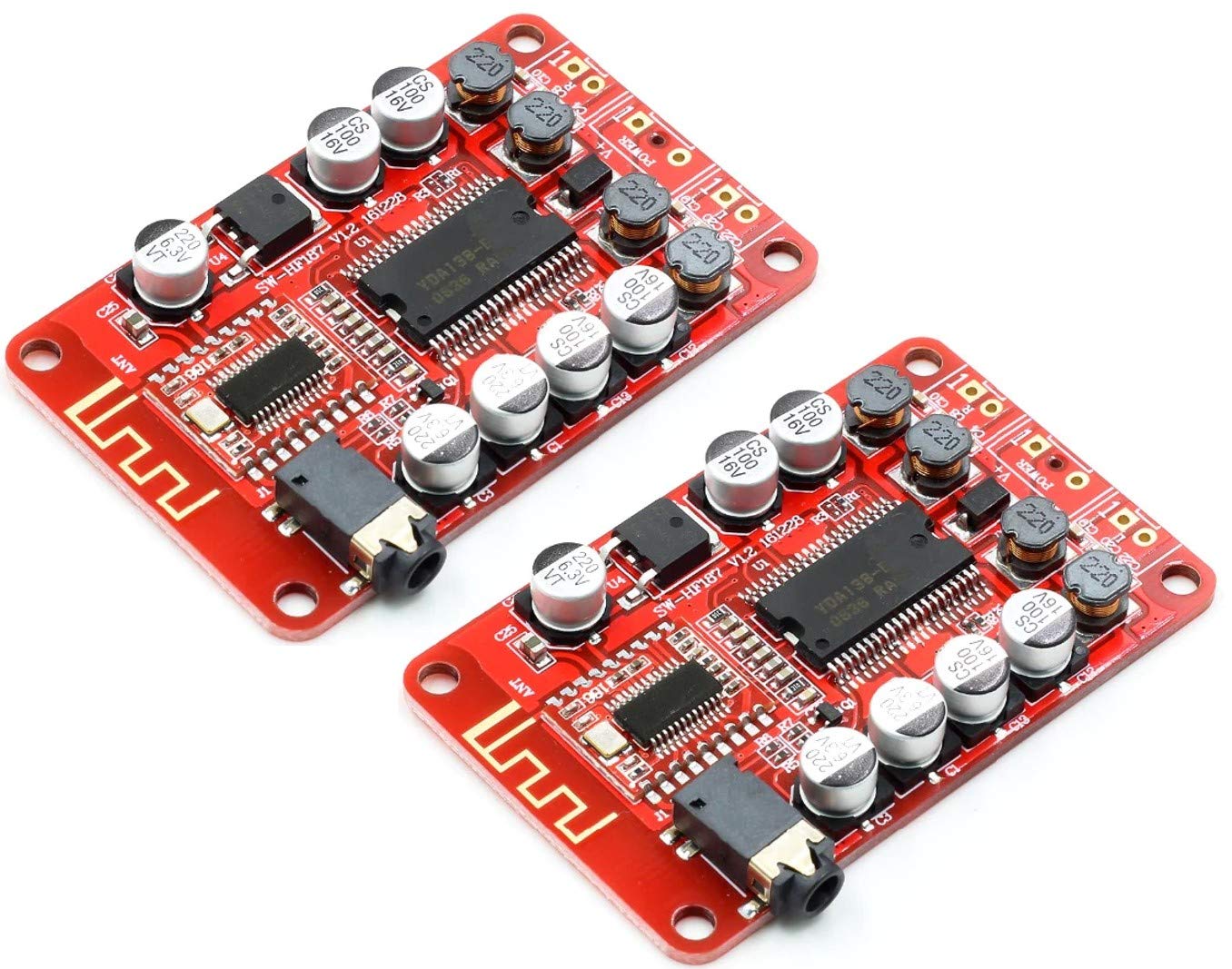 2pcs YDA138 Bluetooth Amplifier Board Module 2.0 Stereo Class D 2 * 15W DC 12V 2A