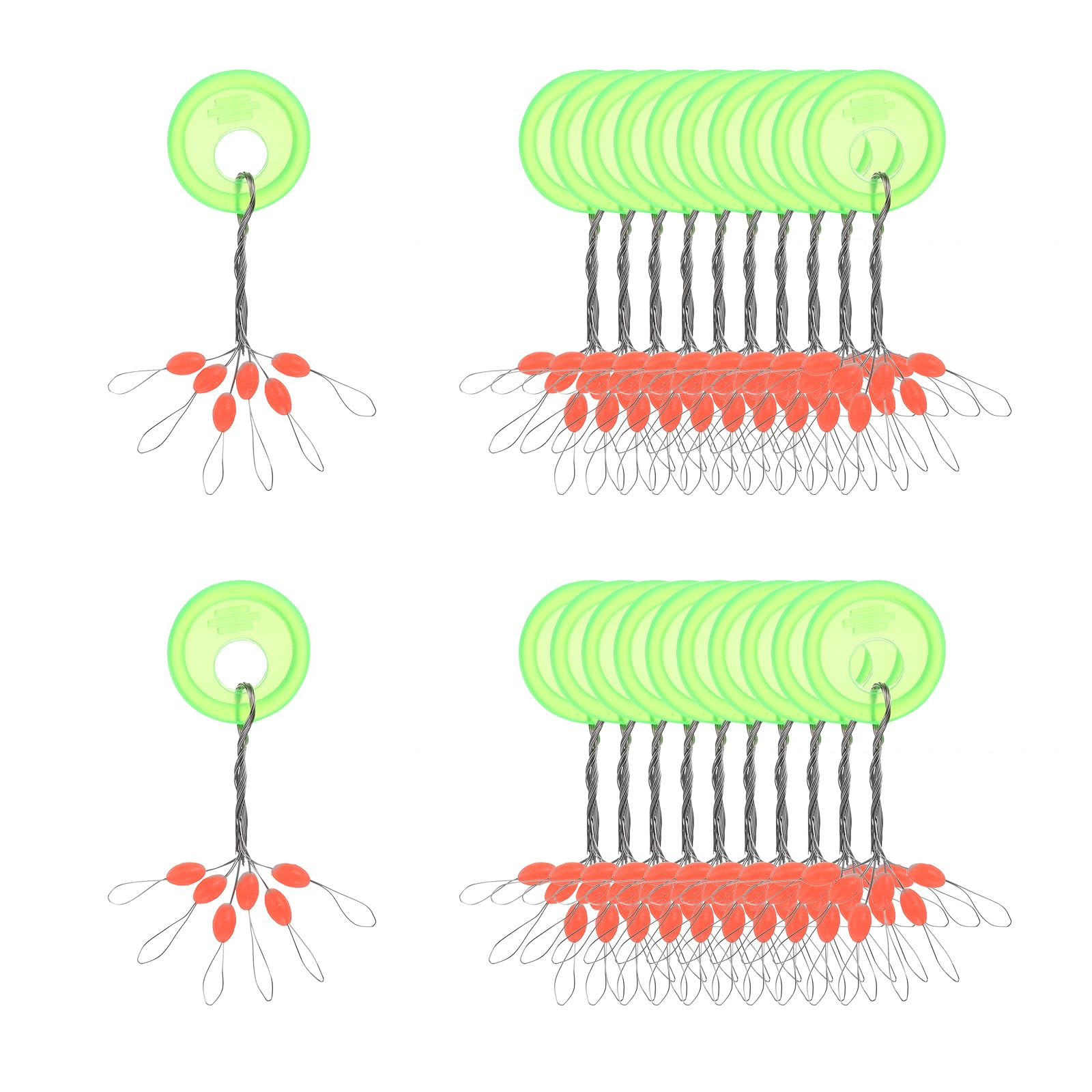 PATIKIL Fishing Rubber Bobber Beads Stoppers, 600 Pieces 6 in 1 Float Sinker Stop Oval Shape m Size for Fishing Line, Red