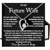 To My Future Wife Heart Necklace, Romantic Promise Jewelry Gift for Bride-to-Be, Fiancée or Girlfriend – Sentimental Love Message Card & Elegant Gift Box, Valentine Anniversary Birthday Christmas