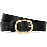 WHIPPY Women Leather Belt Casual Fashion Gold Buckle Leather Waist Belt for Jeans Pants Dresses Chic Ladies Belt