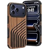 Dolstrap Rugged Case Compatible with iPhone 17 Pro Max Case, (Natural Wood & Leather & Carbon Fiber Hybrid) Slim Phone Cover, Chord