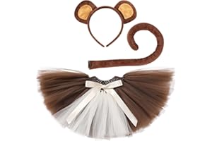 AWIBMK Toddler Kids Baby Girl Animals Theme Costume Tulle Skirt with Ears Headband Bow Tie and Tail for Halloween Cosplay