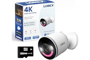 Lorex 4K 8MP Wi-Fi 6 Spotlight Security Camera | Indoor/Outdoor | Color Night Vision | Smart Motion Detection | 32GB Local St
