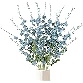 Uznaeoi Dusty Blue Delphinium Artificial Flowers,6PCS Silk Larkspur Flowers Bulk 42.5 in Long Stem Faux Snapdragon Flowers for Tall Vase Table Centerpiece Wedding Home Decoration(Dusty Blue)