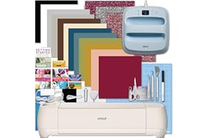 Cricut Explore 4 with Easy Press 3 Machine and Iron-On Combo Bundle - Craft Cutting Machine and Heat Press Combo, Cricut Machine Kit for Beginners and Gifts, DIY Apparel and Tote Bags, HTV Materials