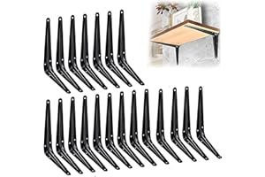 AUTOHJ 20 Pack Shelf Brackets 8 Inch,Heavy Duty Shelf Brackets, Floating Shelf Brackets 6 inch, Decorative Wall Brackets L Bracket, J Brackets Iron Wall Mount Brace for Shelves Farmhouse (8 x 6 inch)