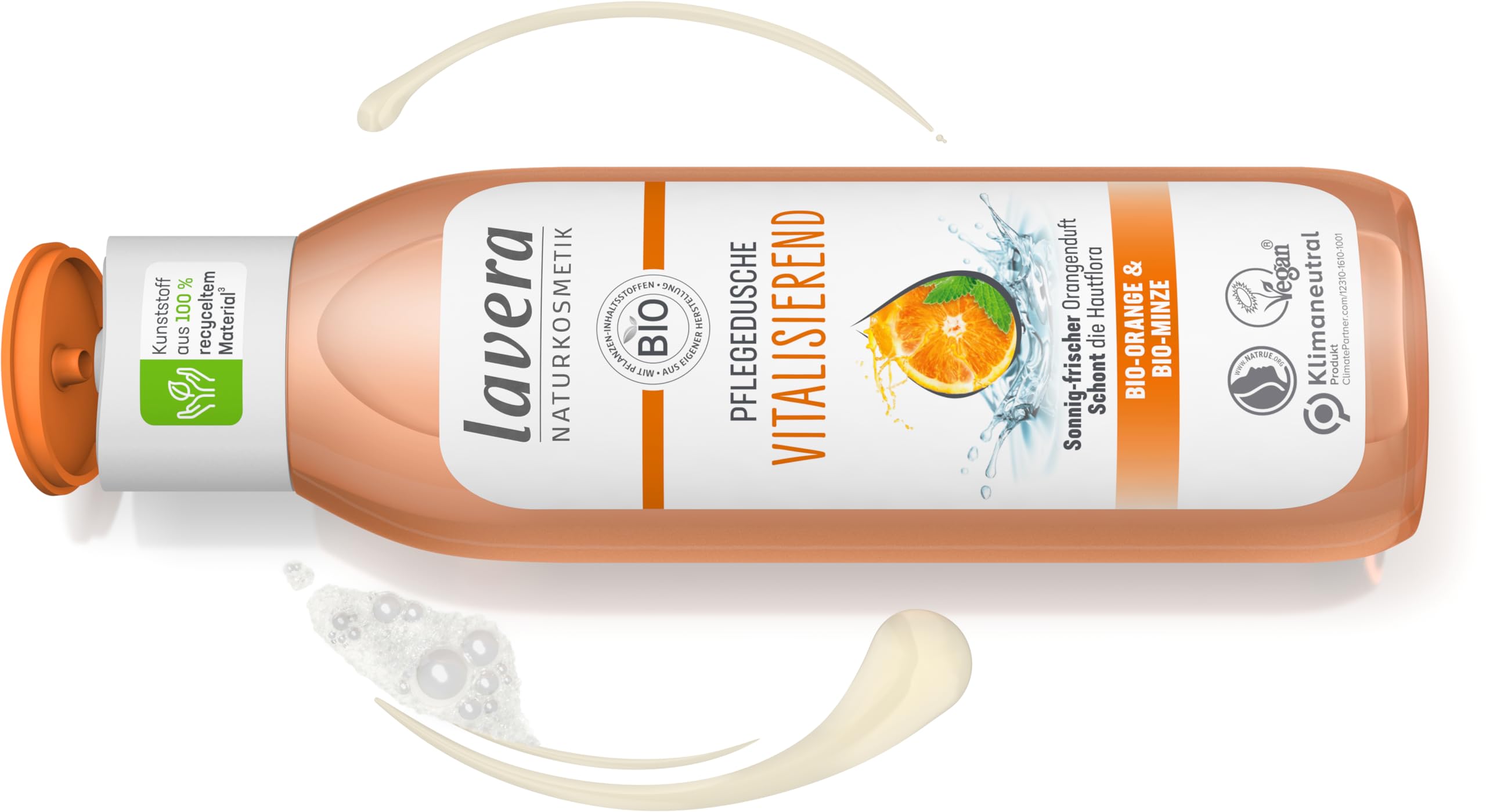 lavera Pflegedusche Vitalisierend - Bio-Orange & Bio-Minze - Naturkosmetik - vegan - Duschgel - pH-hautneutral - reinigt besonders sanft - 1 x 250 ml 2