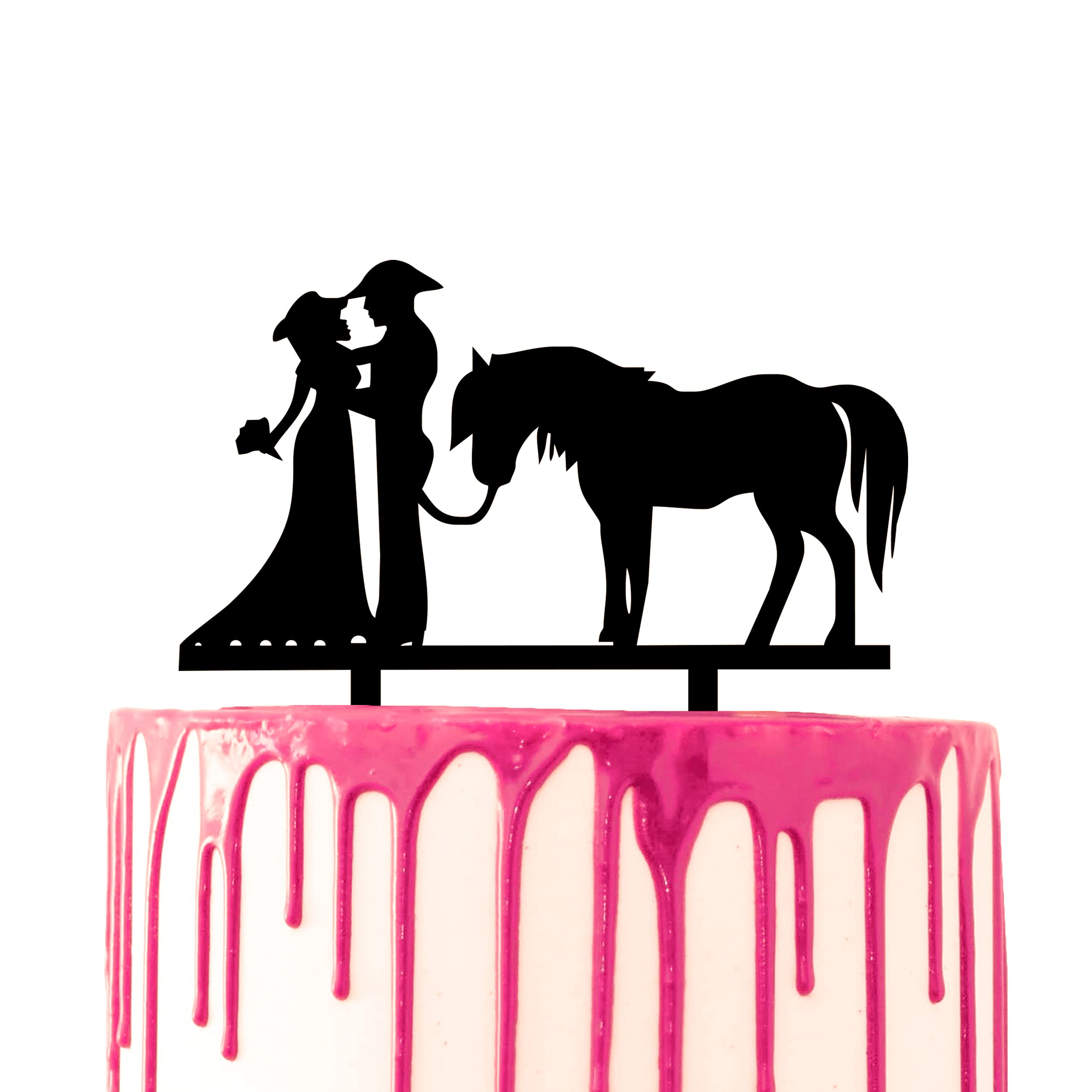 CARISPIBET Wedding Cake Topper Western Theme Marriage Farm Cottage Farmhouse Cowboy Groom Cowgirl Bride Acrylic cake decorative
