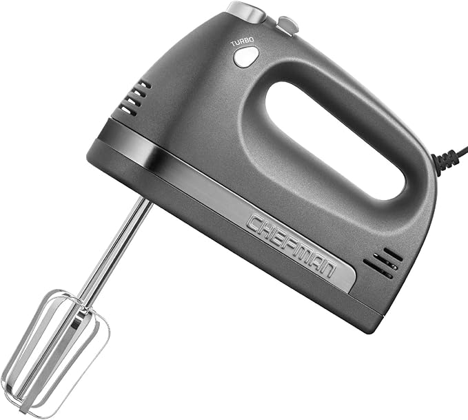 Chefman 5 Speed Hand Mixer with Powerful Turbo Button, Easy One Touch