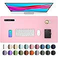 Aothia Leather Desk Pad Protector, Mouse Pad, Office Desk Mat, Non-Slip PU Leather Desk Blotter, Laptop Desk Pad, Waterproof Desk Writing Pad for Office and Home (31.5" x 15.7", Fairy Pink)
