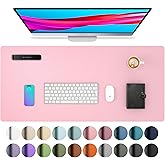 Aothia Leather Desk Pad Protector, Mouse Pad, Office Desk Mat, Non-Slip PU Leather Desk Blotter, Laptop Desk Pad, Waterproof Desk Writing Pad for Office and Home (31.5" x 15.7", Fairy Pink)