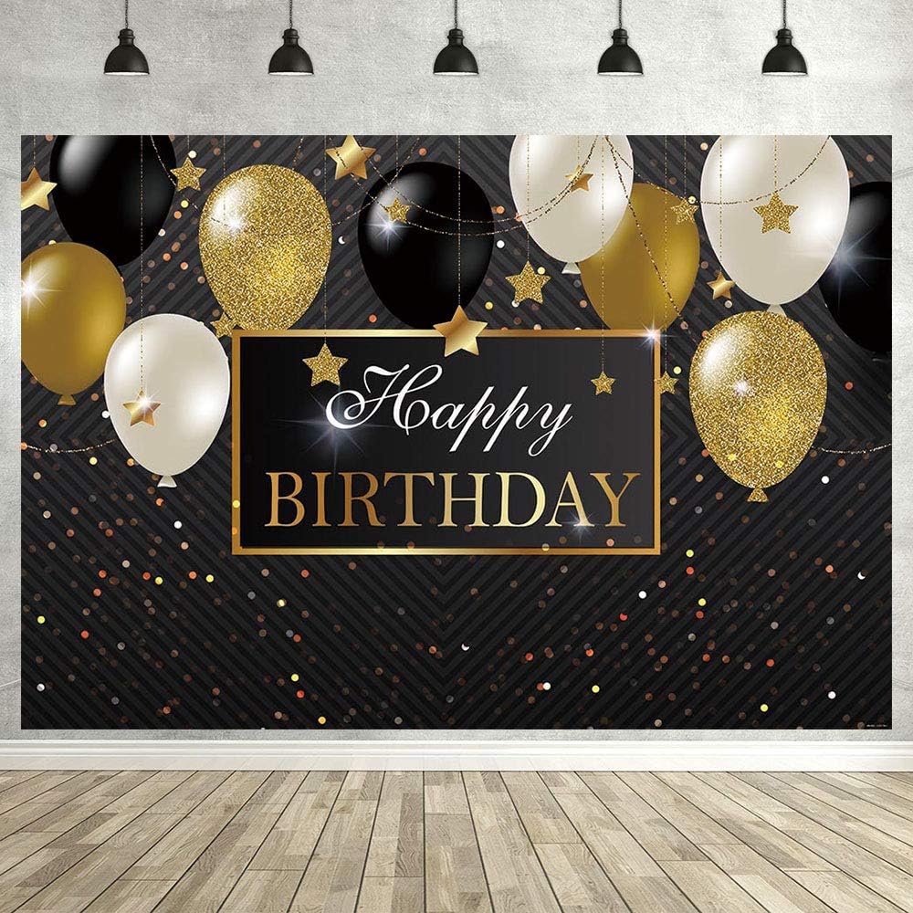 Avezano Joyeux Anniversaire Fete Toile De Fond Pour La Photographie 30e 40e 50e 60e Anniversaire Photo Fond 180x1 Cm Noir Or Signe Affiche Banniere Fournitures De Fete Decors High Tech Estiloss Com