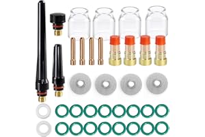 TIANLYLIN 37pcs TIG Gas Lens Collet Body & #12 Glass Cup Kit DB SR WP 17 18 26 TIG Welding Torch