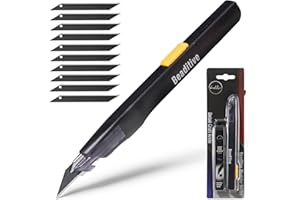 Beaditive High Precision Detail Craft Knife with 10 Blades - 30 Degree Blade Utility Knife - Art, Craft, Model Making (1 Black Knife, 10 Black Blades)