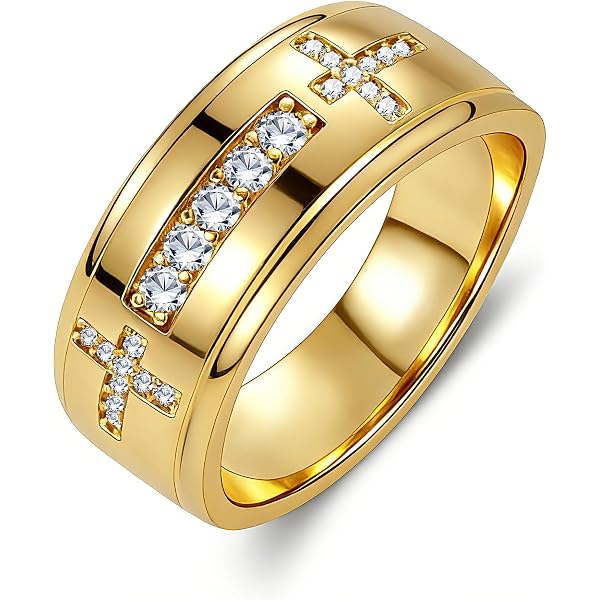 Valily Lorraine Cross Ring Gold Stainless Steel Big Crux Vera