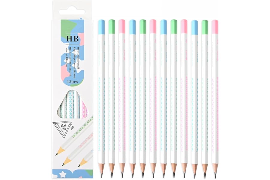 FAOGO Wood-Cased Pencils, 2 HB Soft, 12 Count, No Eraser, High Power 6-in-1 Handheld for Home 1