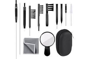 GIOCOCO Hearing Aid Cleaning Kit 13 Pcs Hearing Aid Cleaner Black Hearing Aid Cleaning Tools,Hearing Aids Cleaning Kit Includes Hearing Aid Cleaning Brush,Magnifier,Ventilation Rod,Screwdriver,Storage Bag