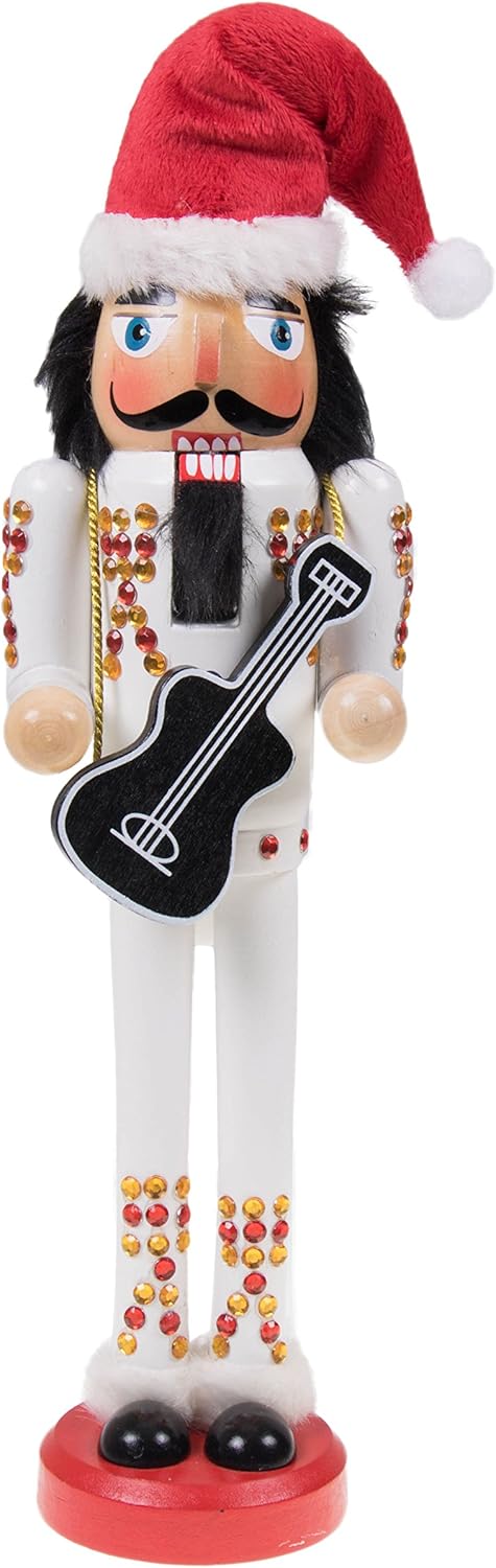 Nutcrackers - Clever Creations Rockstar 15 Inch Traditional Wooden Nutcracker, Festive Christmas Décor for Shelves and Tables