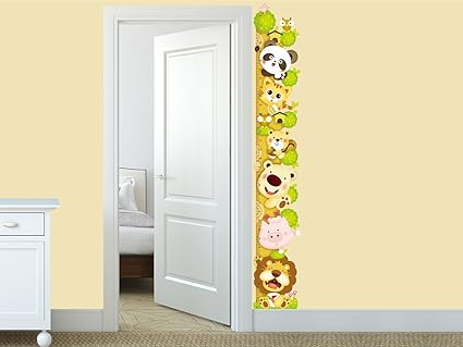 Amazon Brand - Solimo Wall Sticker for Kids Room (Animal Height Chart, ideal size on wall , 27 cm X 172 cm),Multicolour