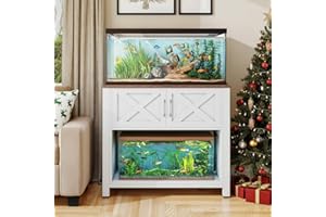 DWVO Heavy Duty Metal Aquarium Stand with Power Outlets, Cabinet for Fish Tank Accessories Storage - Suitable for 40-50 Gallon Fish Tank Stand, Turtle, Reptile Terrarium, 660LBS Capacity, White
