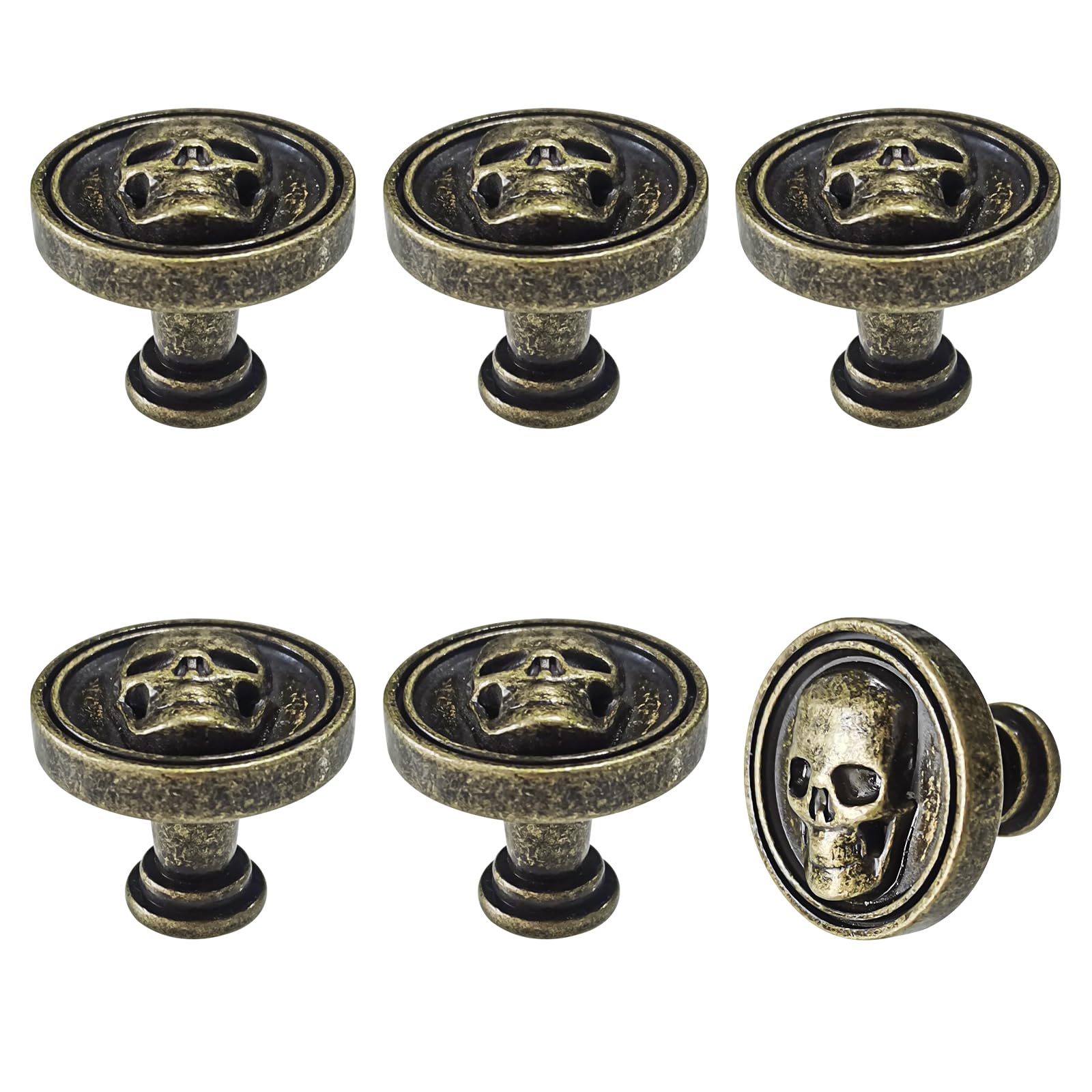 BAMI-LEE House 6 Piece Vintage Skull Knob Cabinet Cupboard Drawer Pull Handle Hardware (Bronze) — image 1