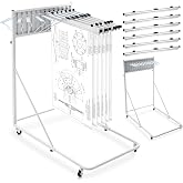 Estune Mobile Blueprint Holder Rack, Adjustable Mobile Blueprint Holder with 6 30 In Hanging Clamps 4 Wheels Poster Display Rack Storage Organizer Stand for File Display Plan Office Home(Silver)