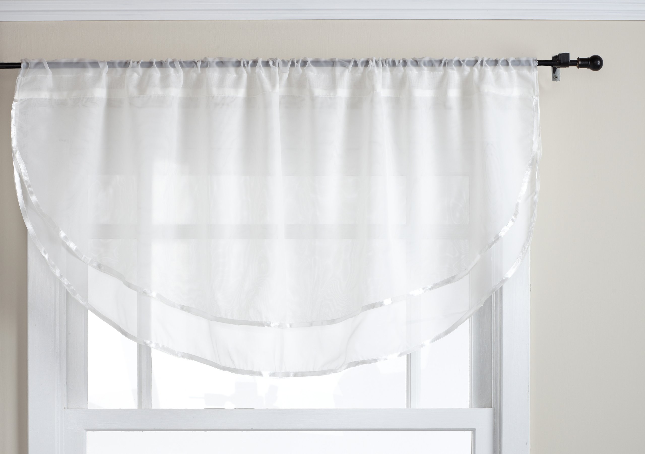 StylemasterElegance Sheer Voile Ascot Valance, 60" x 24", Beige