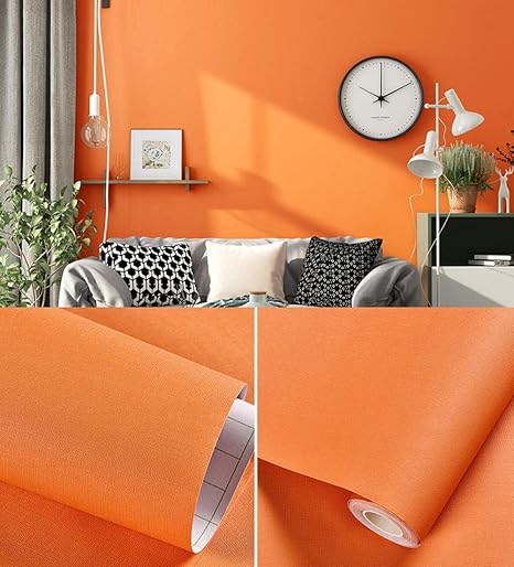 Amazon 壁紙 はがせる 激安 壁紙 シール 自己接着壁紙 寝室用の暖かい防水防湿壁紙 無地寮装飾背景壁ステッカー オレンジ 60cm 10m Diy 工具 ガーデン