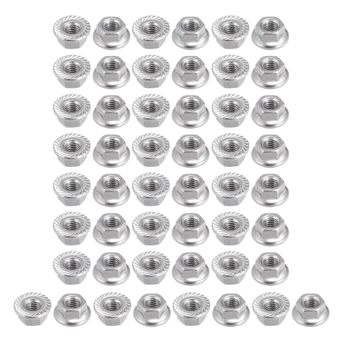 sourcing map M3 Serrated Flange Hex Lock Nuts, 316 Stainless Steel, 50 Pcs