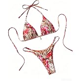 Tainehs Women's Brazillian Triangle Thong Bikini Set Sexy String Two Piece Swimsuit Bathing Suit