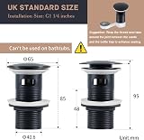 Wasserrhythm Pop Up Basin Waste Matte Black 1/4 BSPP UK Standard Slotted with view 6