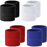 Cosmos 4 Pairs Wristband Sweatband Sports Wrist Bands Absorbent Cotton Sweat Band for Sports Basketball Tennis Gym Running Working Out, Assorted Color