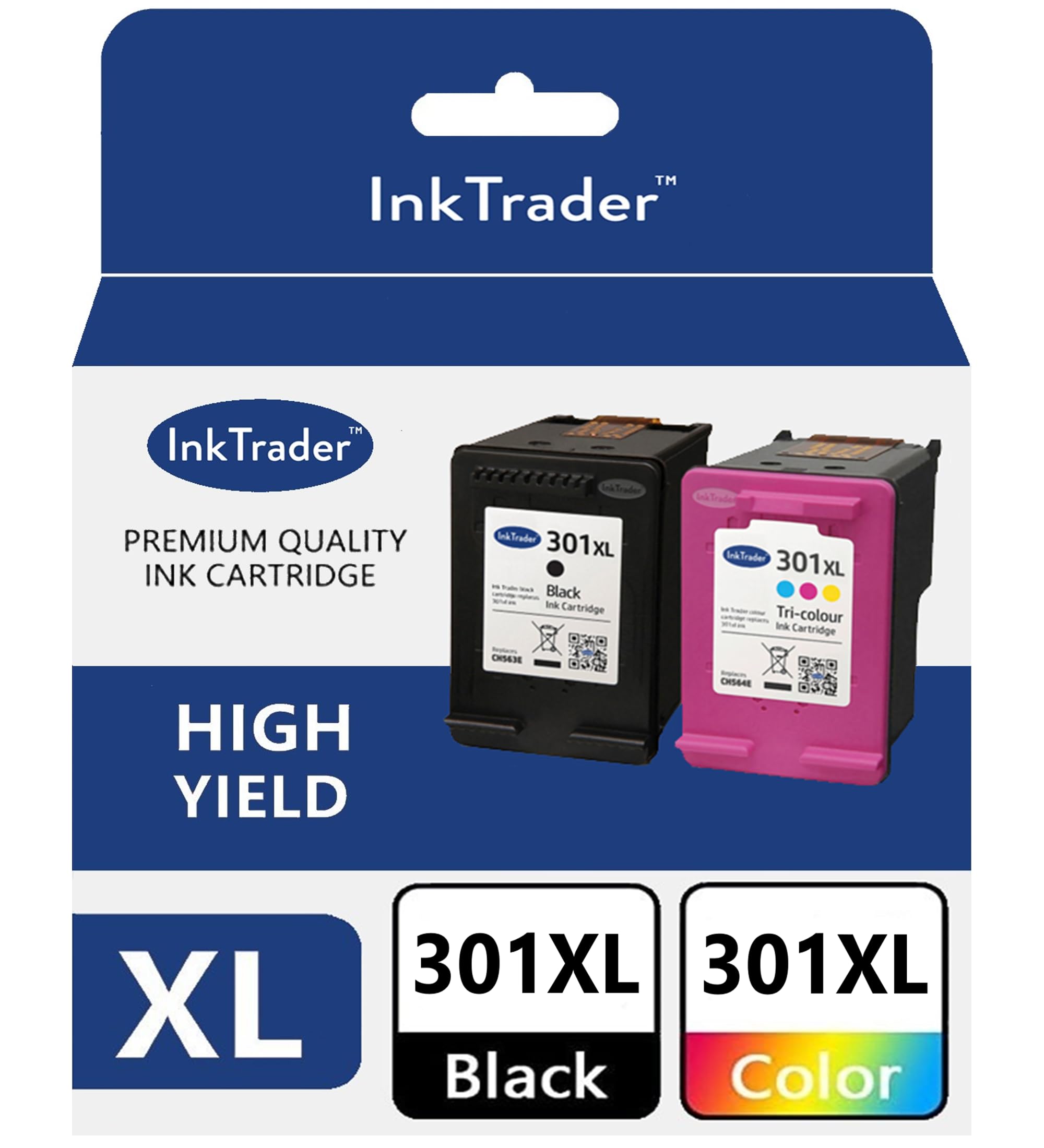 301 XL Black & Colour Ink Cartridge Replacements For HP 301 For Use In HP DeskJet 1000 1050 1510 2050 2510 2540 OfficeJet 2620 2622 Envy 4500 4502 5530 5532 Series printers & Freepost Recycling Pack