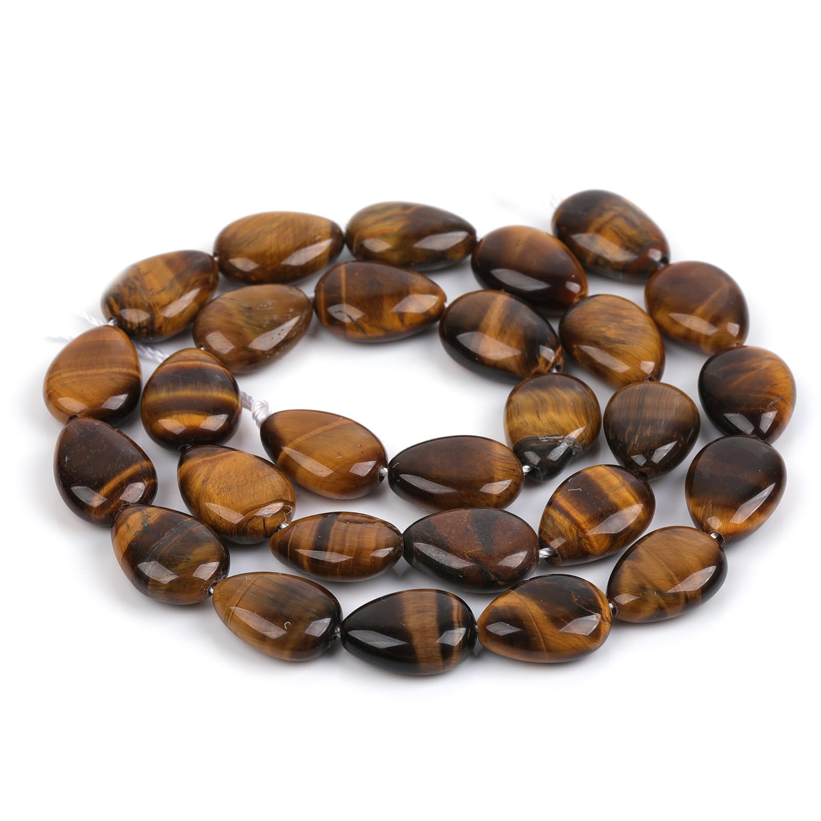 Sweet & Happy Girl's Store 10x14mm Drip Gemstone Tiger Eye Beads Strand 15 Inch Jewellery Making Beads