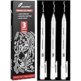 GETHPEN White Gel Pens, 0.6mm Fine Point Opaque Archival Ink Pens, 3 Pack | Opaque White Archival Ink Pens for Black Paper Drawing, Sketching, Illustration, Bullet Journaling