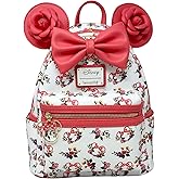 Loungefly Disney Minnie Mouse Roses Allover Print Womens Double Strap Shoulder Bag Purse