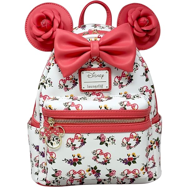 NWT Loungefly Disney Floral Pink And Red Mini Backpack and Wallet Set Loungefly Disney Minnie Mouse Floral Embroidered Mini  main image 4