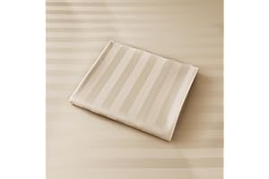 SHUNJIE.HOME Cotton Flat Sheets Only, 600 TC 100% Cotton Flat Sheet Top Sheet Only, King Size Flat Sheet Only 1Pcs, Cool, Breathable, Wrinkle (Striped-Beige King 1pcs)
