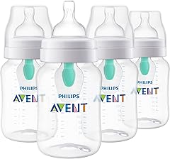 Philips Avent Anti-Colic Baby Bottle with AirFree Vent, 9oz, 4pk, Clear, SCY703/04