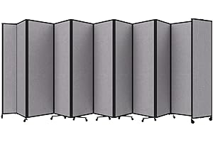 Versare Room Divider 360 Portable Wall Partition | Folding Panels | Large Freestanding Divider | Locking Wheels | Temporary Room Separator