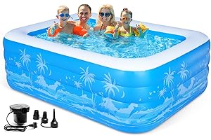 YUEPOOL Inflatable Swimming Pool, 79 x 58 x27 inch Full-Sized Inflatable Pools with Seats, Extra Large Blow Up Durable Thickened Pools for Outdoor, Garden, Backyard.