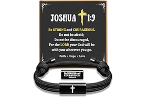 PEALICIOUS Mens Cross Bracelet as Teen Boy Gifts, Soccer Baseball Joshua 1 9 Cross Bracelet Basketball Philippians 4:13 Accessories as Stocking Stuffers for Son Baptism Confirmation Christmas Gifts