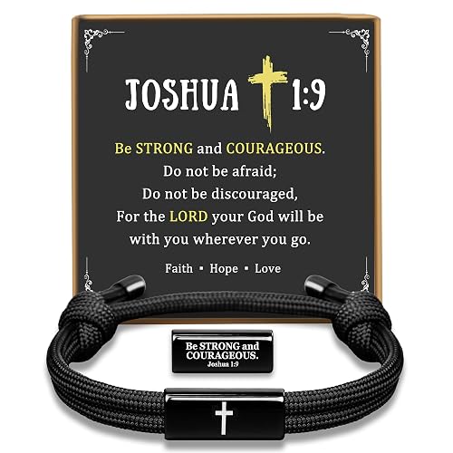 PEALICIOUS Christian Cross Gifts for Teens Boys, Birthday Gifts for Him, Birthday Bracelets as 10 11 18 Year Old Birthday Gift, Cross Bracelet as Confirmation Gifts for Son Grandson Boys Men