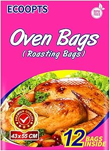 ECOOPTS Turkey Oven Bags Large Size Oven Cooking Roasting Bags for Chicken Meat Ham Seafood Vegetable - 12 Bags (17 x 21.6 IN)