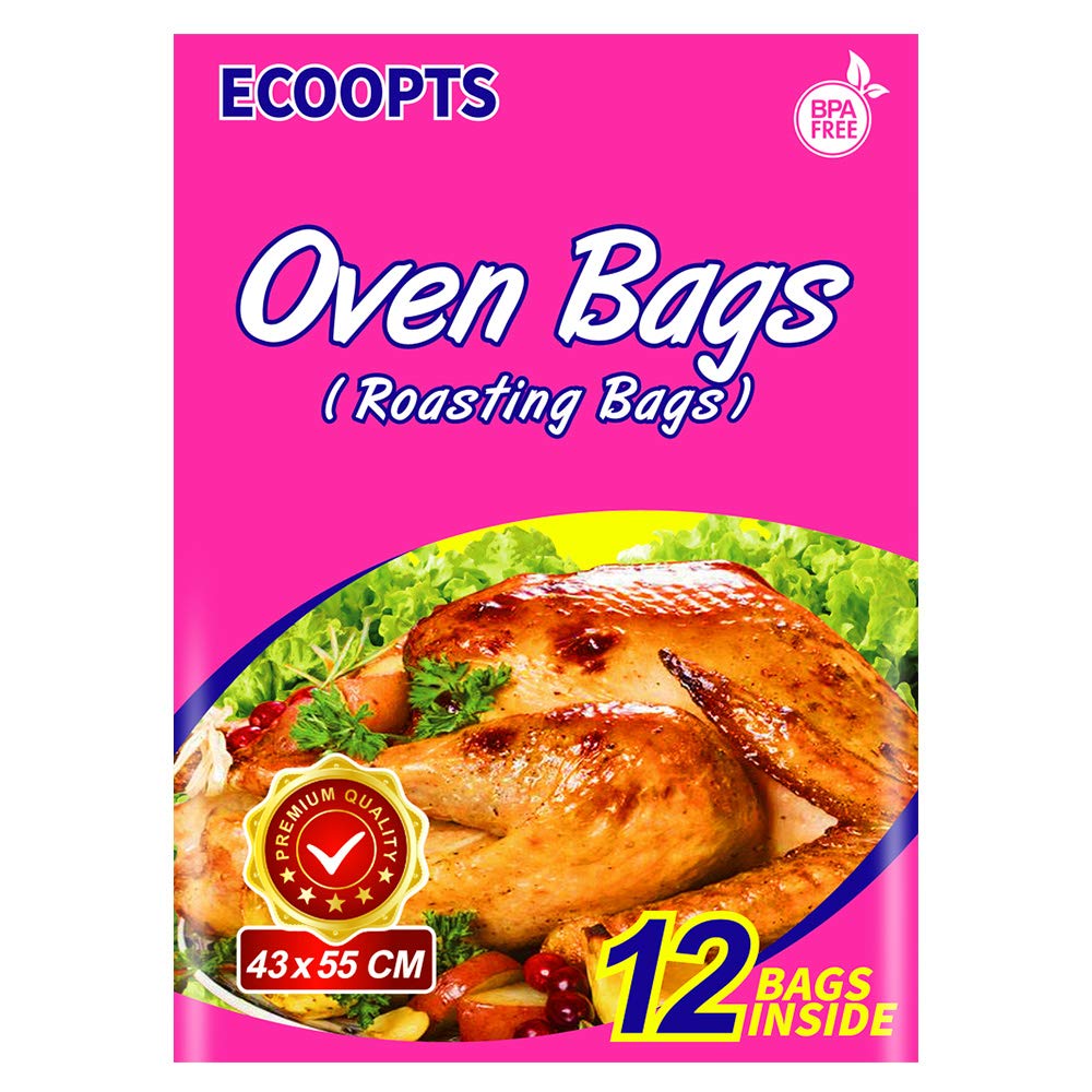 ECOOPTS Oven Bags Large Turkey Size Oven Cooking Roasting Bags for Turkey Chicken Meat Ham Seafood Vegetable (21.6×23.6 in/Bag） (430 x 550mm)